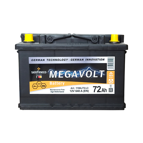 Аккумулятор Megavolt 1196L/72-L3 72Ah 640А, Megavolt